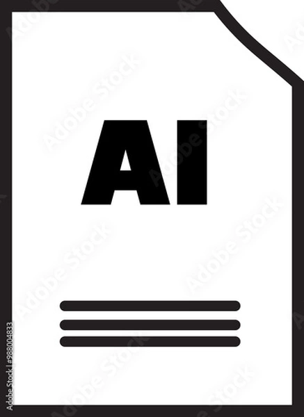 Fototapeta AI File Icon: A simple and modern illustration of an AI file icon, perfect for use in presentations, websites, or any digital project. This black and white icon is easily recognizable and versatile.