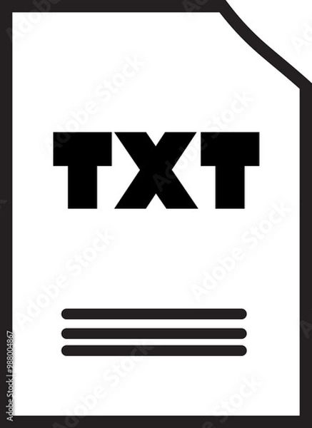 Fototapeta TXT File Icon: Simple and Bold 