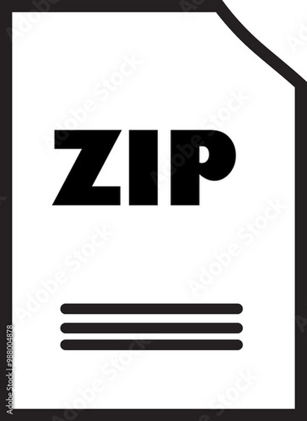 Fototapeta Zip File Icon: Compressed Data Symbol 