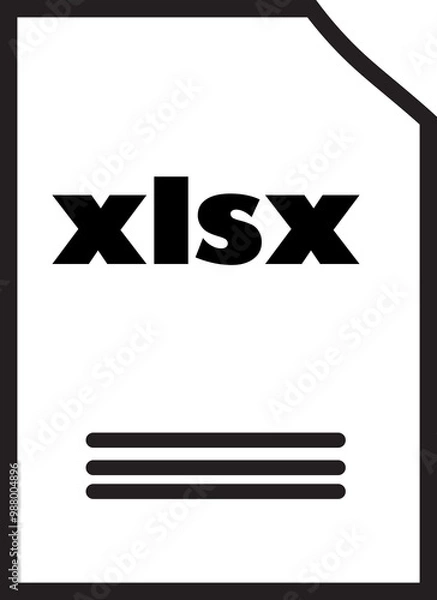 Fototapeta Spreadsheet Icon: A simple, bold, and modern icon depicting a standard XLSX file format. Perfect for presentations, websites, and software interfaces.  
