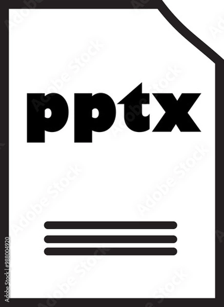 Fototapeta PPTX File Icon: A simple, sleek, and modern icon representing a PPTX file. Ideal for presentations, software interfaces, and digital content related to Microsoft PowerPoint.  