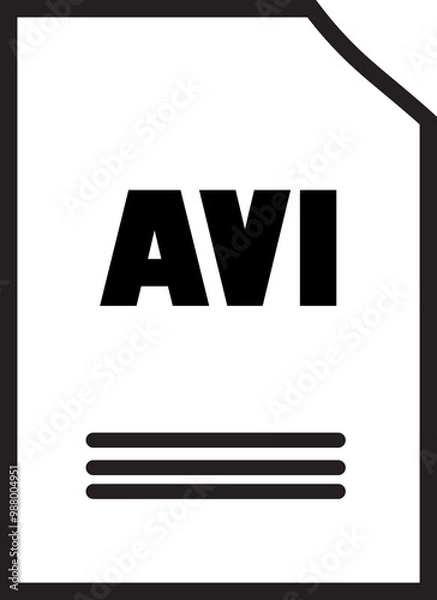 Fototapeta AVI File Format Icon: A simple and modern icon representing the AVI file format, perfect for digital media, software, and technology related projects.