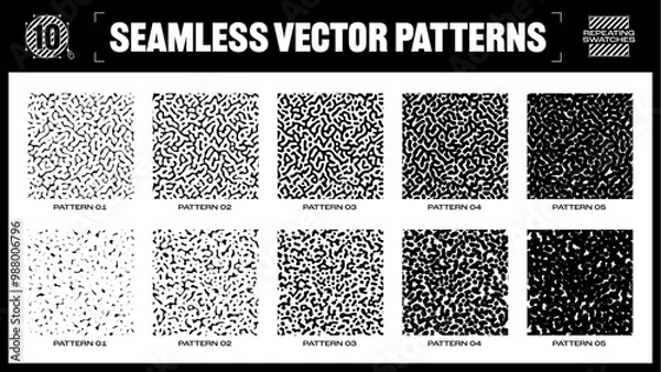 Fototapeta Seamless noise turing pattern repeating stipple vector texture swatch pack