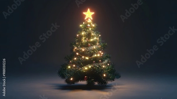 Fototapeta 星で飾られたクリスマスツリー