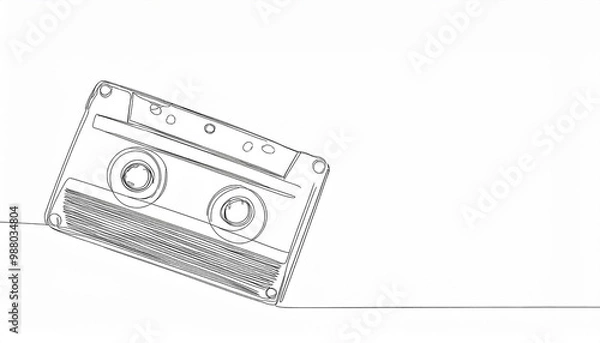 Fototapeta Single Line Drawing of an Audio Cassette Tape