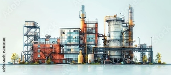 Obraz Industrial Complex Against a Light Blue Sky