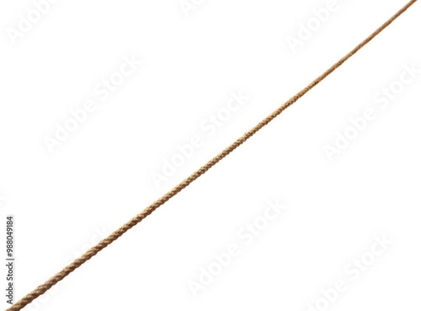 Fototapeta One brown braided rope isolated on white