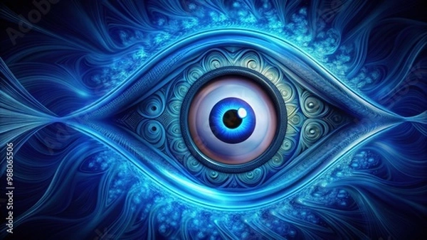 Fototapeta of an abstract evil eye, mystical, curse, protection, symbol, superstition, hamsa, magic, spiritual, folklore, luminary, amulet