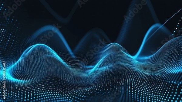 Fototapeta Abstract Blue Digital Wave Background