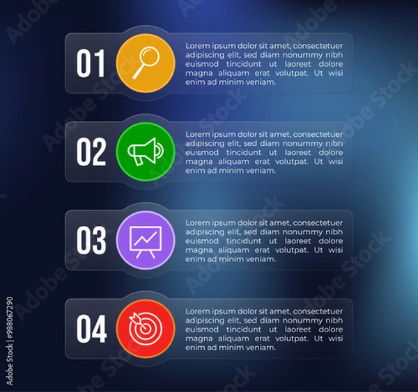 Obraz Transparent infographic with four steps