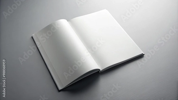 Fototapeta Blank magazine on grey background with soft shadow , magazine, mockup, isolated, open, publication, paper, template, blank