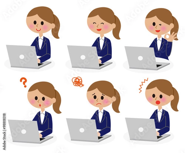 Fototapeta パソコン　女性　OL　バリエーション