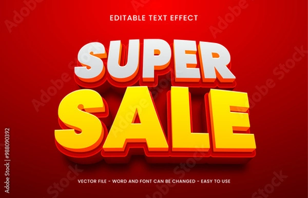 Fototapeta Super sale editable text effect, 3d editable text style