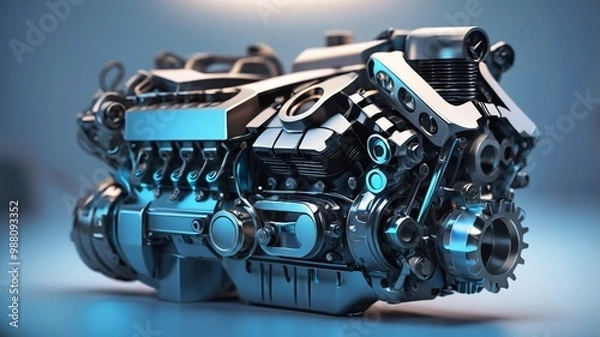 Fototapeta A vehicle engine isolated 