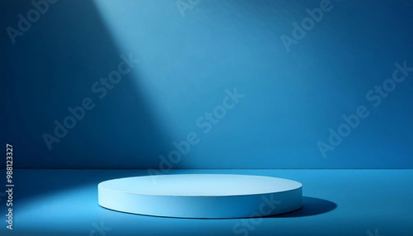 Fototapeta Abstract blue background with drop shadow and light. Backdrop for product presentation