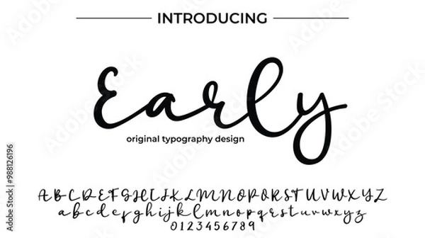 Fototapeta Early Font Stylish brush painted an uppercase vector letters, alphabet, typeface