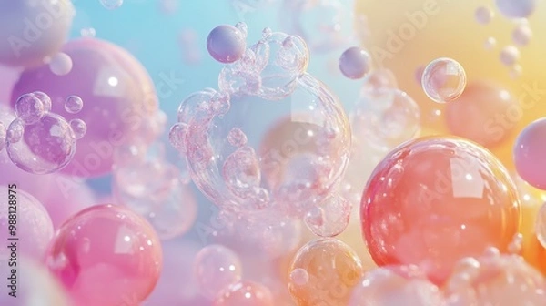 Fototapeta Abstract Pastel Bubbles Background -  Delicate and Dreamy Design.