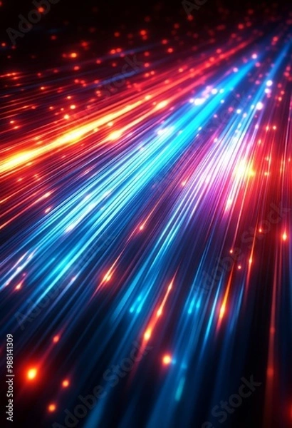 Obraz 青と赤のスピードラインのダイナミックな背景