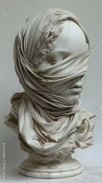 Fototapeta Blindfolded Marble Sculpture: A Classical Masterpiece