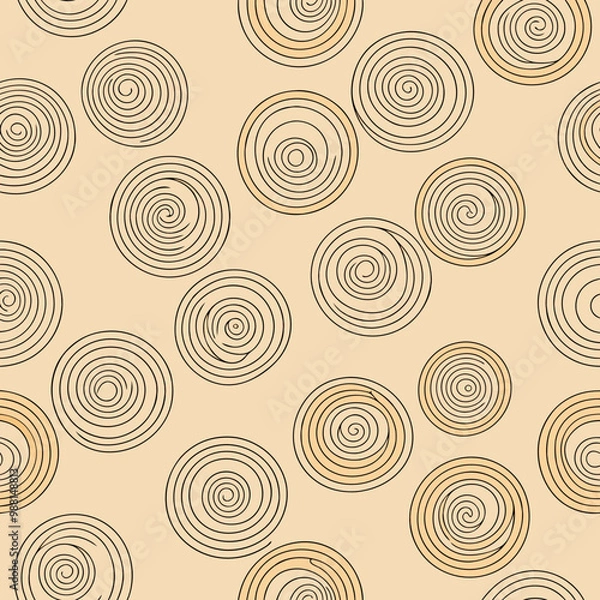 Fototapeta seamless pattern with A clean, repeating pattern of continuous, thin-line shapes, spirals on a neutral beige background