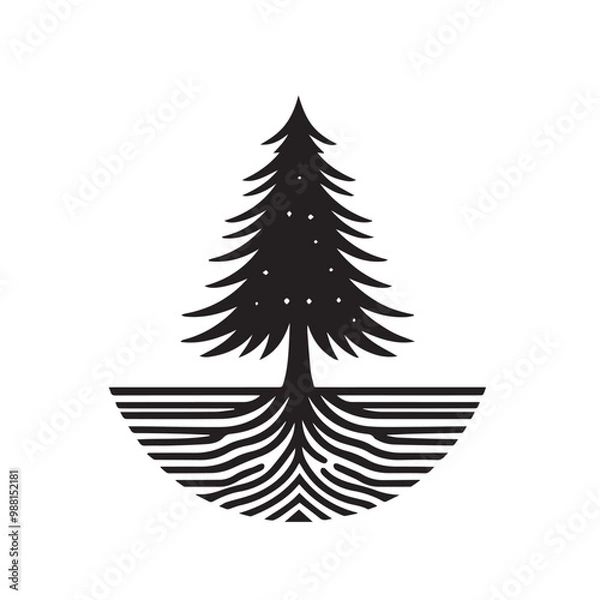 Obraz Pine tree vector silhouette. Pine tree logo, icon sign design. Evergreen tree illustration. Pine tree vector design isolated on white background.