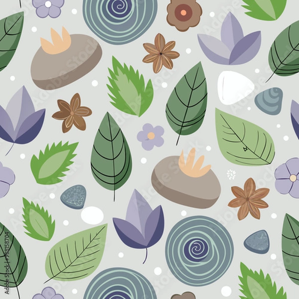 Fototapeta seamless pattern background with leaves, minimal , pastel color, natural pattern, floral pattern background, Vintage Botanical Blossom Pattern, Modern Botanical Design with Soft Colors