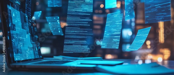 Fototapeta AI-driven document processing allows businessmen to extract key information from contracts and reports enhancing decision-making and overall business efficiency