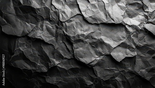 Fototapeta Abstract background. Texture of folded black toner paper and overlay poster.