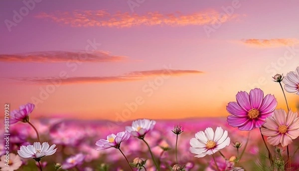 Obraz 夕暮れのコスモス畑2
