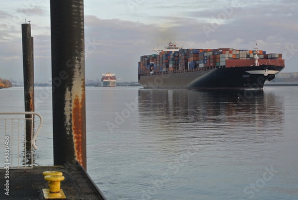 Obraz Containerschiffe auf der Elbe