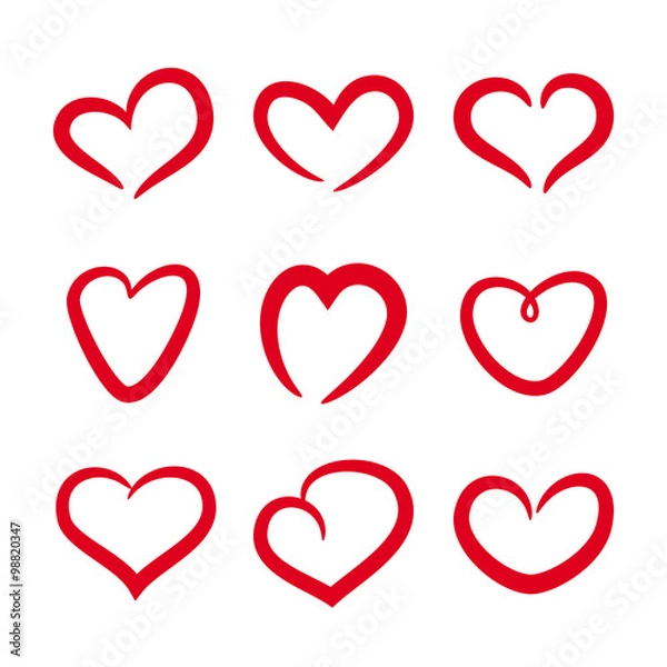 Obraz Hearts set. Hand drawn
