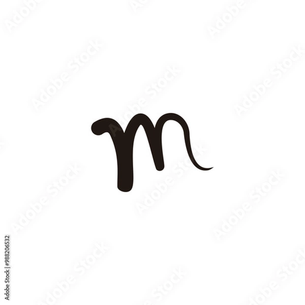 Fototapeta Letter m line curve geometric symbol simple logo vector
