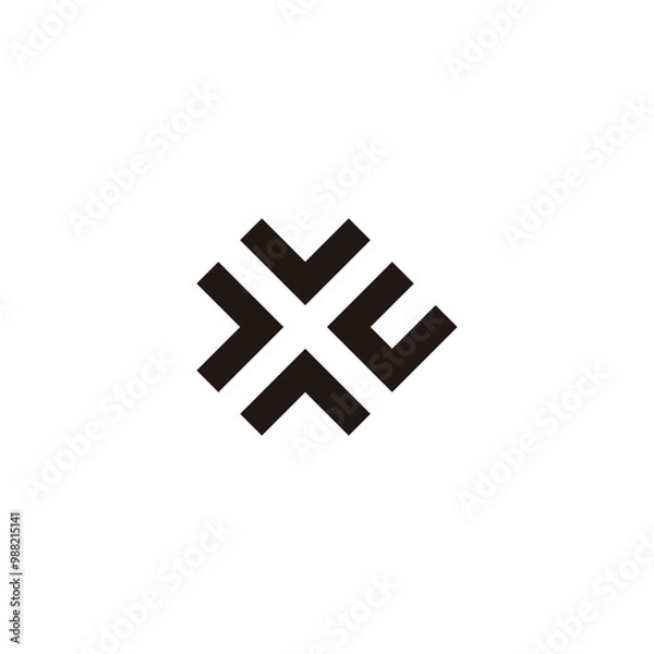 Fototapeta Letter J, v, U and A square geometric symbol simple logo vector