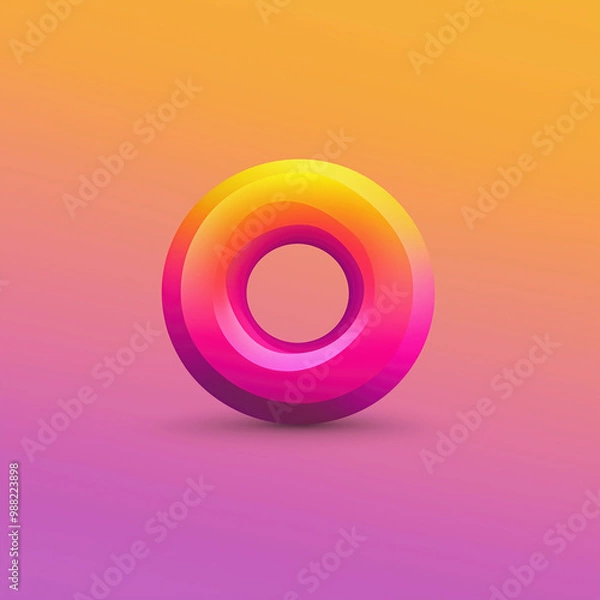 Fototapeta Modern Vibrant 3D Logo: Abstract Circular Design with Colorful Gradient Rings