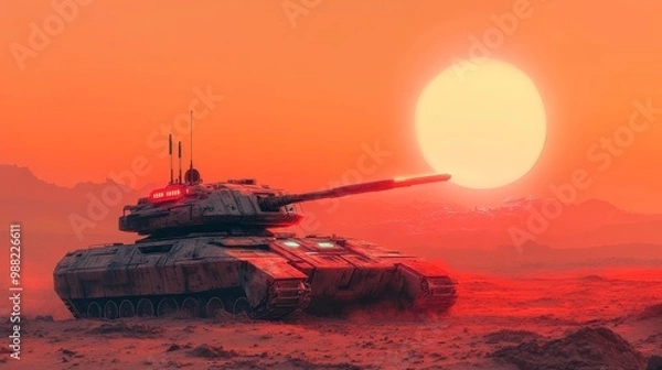Fototapeta A futuristic stainless steel tank with digital gauges and controls