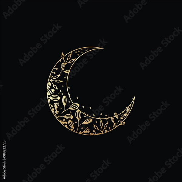 Obraz Golden cresent moon temporary tattoo