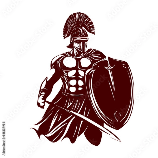Fototapeta Gladiator shield logo and illustration