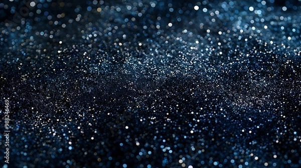 Fototapeta A dark blue glitter background with shimmering flecks of silver and navy blue, creating a sophisticated and mysterious look. 8k UHD, suitable for high-quality printing or digital display. 