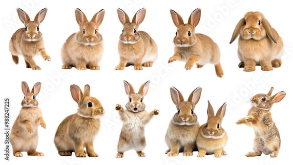 Fototapeta PNG brown rabbit design element set, transparent background