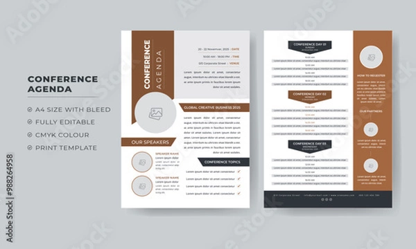 Obraz Creative Business Conference Agenda or program Conference flyer template