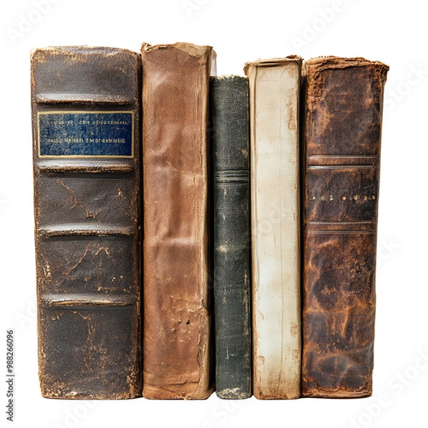 Obraz Old vintage books on white isolated background