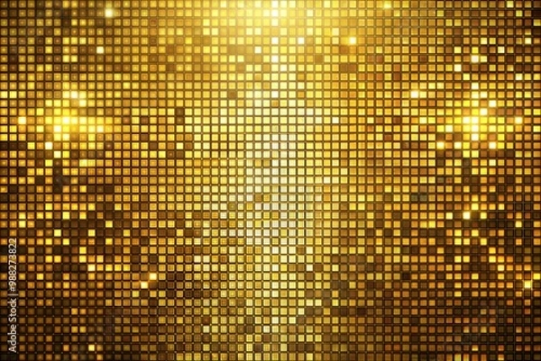 Fototapeta Golden mosaic background with sparkling glitter effect