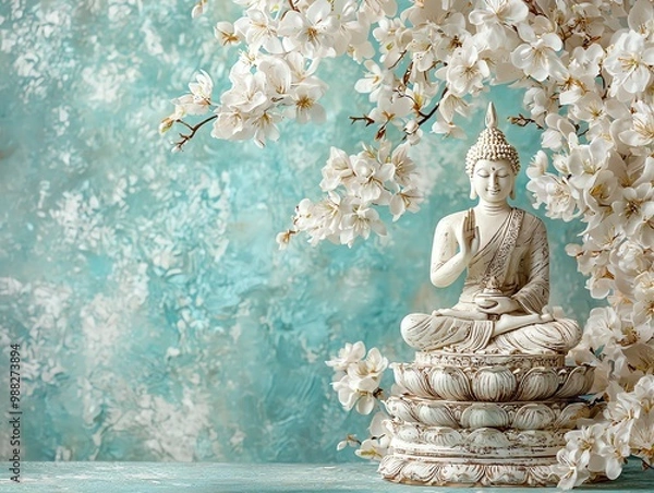 Fototapeta buddha purnima vesak background with copy space