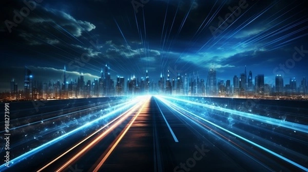 Fototapeta デジタルな未来都市,Generative AI AI画像