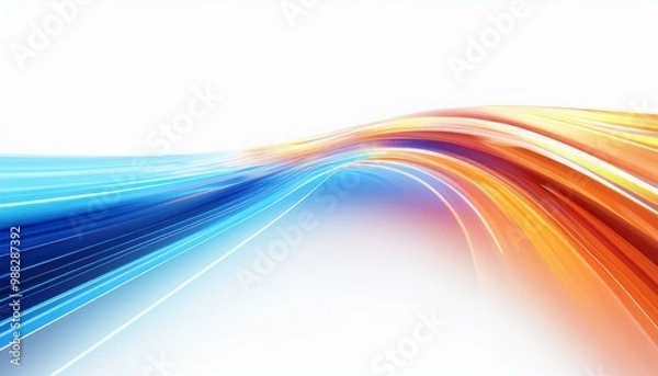 Fototapeta 抽象 波 カラフル グラデーション 青 オレンジ ダイナミック 流動性 動き エネルギッシュ モダン デザイン 鮮やか 流れる線 パターン 光沢 反射 輝き コントラスト ルミノシティ