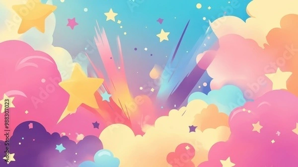 Fototapeta Whimsical Celestial Dreamscape: A Colorful Cosmic Wonder