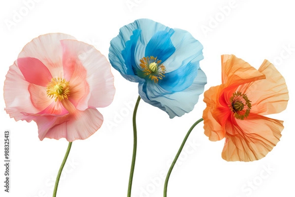 Obraz Three Poppies in Different Colors