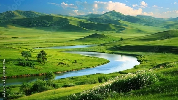 Obraz Gorgeous Natural Landscape Scenery Background: A Captivating Visual Feast. Discover the Tranquility and Beauty.