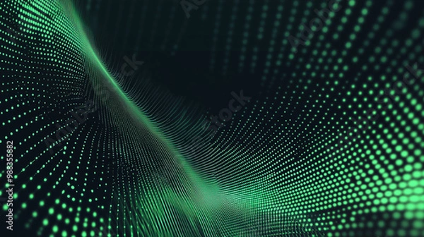 Fototapeta Abstract green halftone banner on black background. sports. Illustrations
