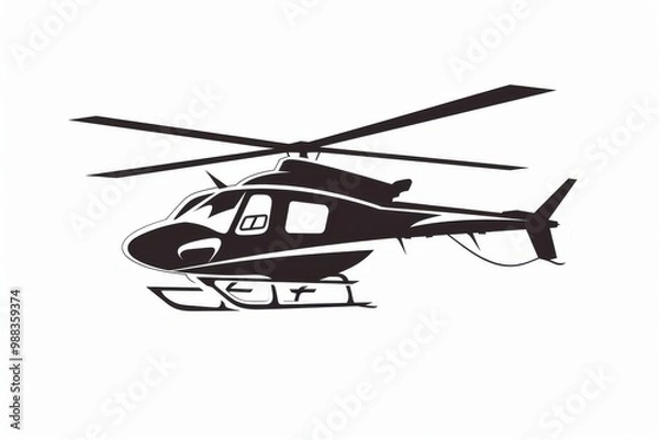 Fototapeta Helicopter logo icon, aircraft symbol, rotorcraft template isolated on white background
